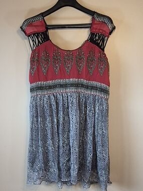 Free People Boho Heart-Red/Purple and Black Women's Dress/Flowy Top